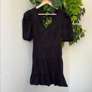 French Connection Black Ruched Puff Sleeve Sundress